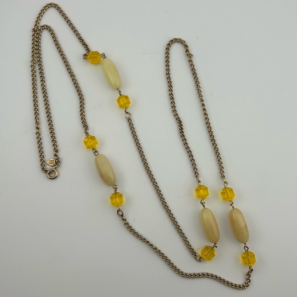 Chic Cream and gold Circle Necklace by Sarah Coventry